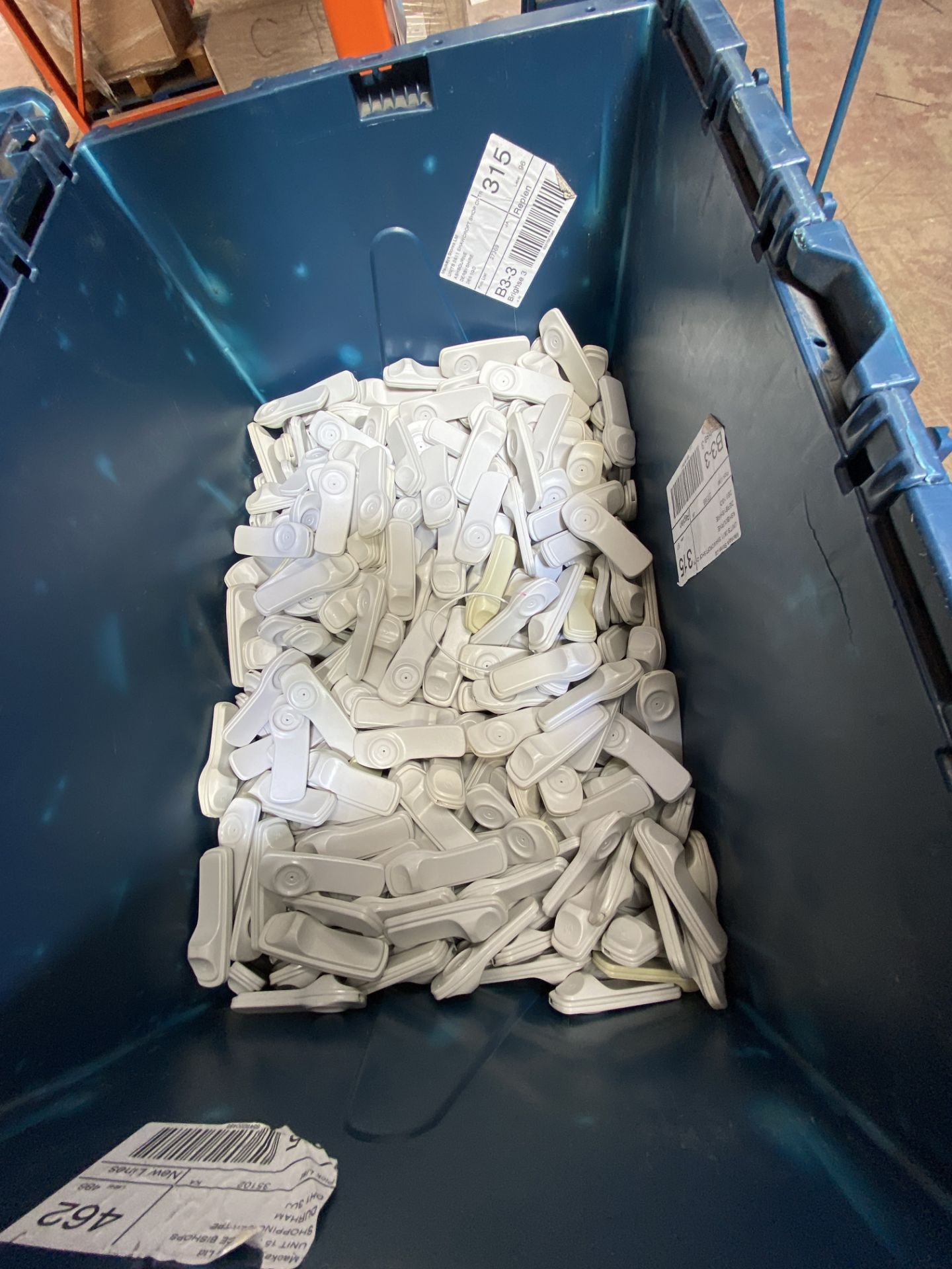 Assorted Mainly Security Tags, in plastic tote bins on one pallet (E0450), Lot located 33-37 - Image 2 of 2