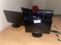 Four HP Flat Screen Monitors, with Zebra GK420d label printer, Lots Located Caledonia House, 5
