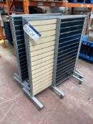 Five Mobile Double Sided Slat Wall Display Stands, 620mm up to 1.22m wide, Lot located 33-37