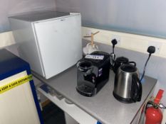 Proline Single Door Refrigerator, with coffee machine, kettle and mug stands, Lots Located Caledonia