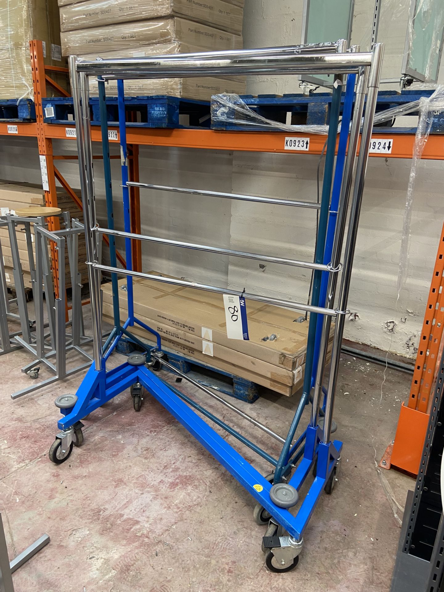 Four Mobile Garment Racks, each approx. 1.2m wide, Lot located 33-37 Carron Place, East Kilbride,