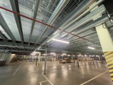 STEEL FRAMED MEZZANINE FLOOR THROUGHOUT WAREHOUSE, overall footprint approx. 130m x approx. 60m x