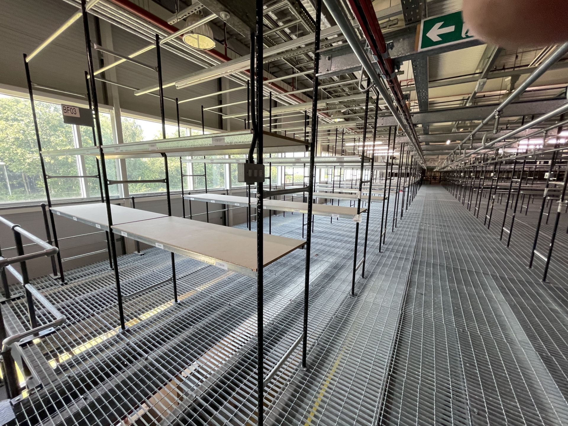 BOLTLESS STEEL SUSPENDED GARMENT STORAGE RACKING (on top of mezzanine floor), comprising approx. - Image 3 of 9