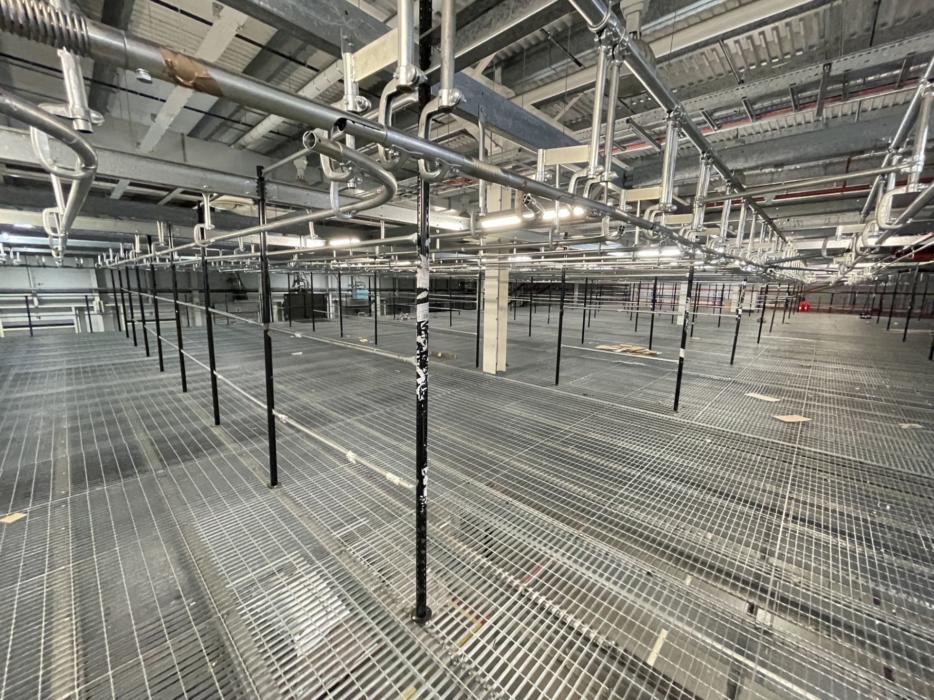 BOLTLESS STEEL SUSPENDED GARMENT STORAGE RACKING (on top of mezzanine floor), comprising approx. - Image 7 of 9