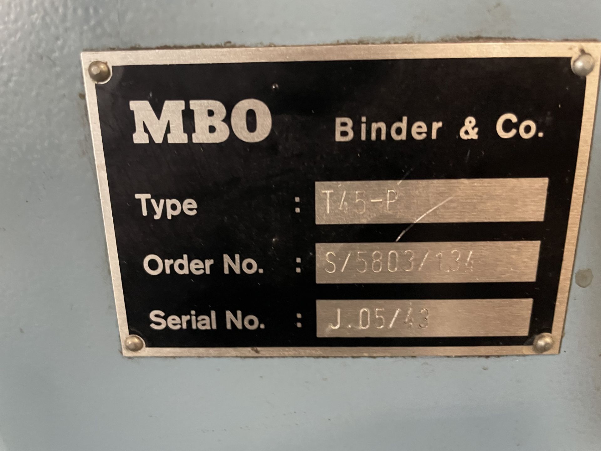 MBO T45-1-45/4 Pharma Folder, serial number S-5803-134, year of manufacture 1990, with T45-P suction - Image 5 of 7