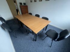 Board Room Furniture, including 3 tables to form board room table, with three matching black