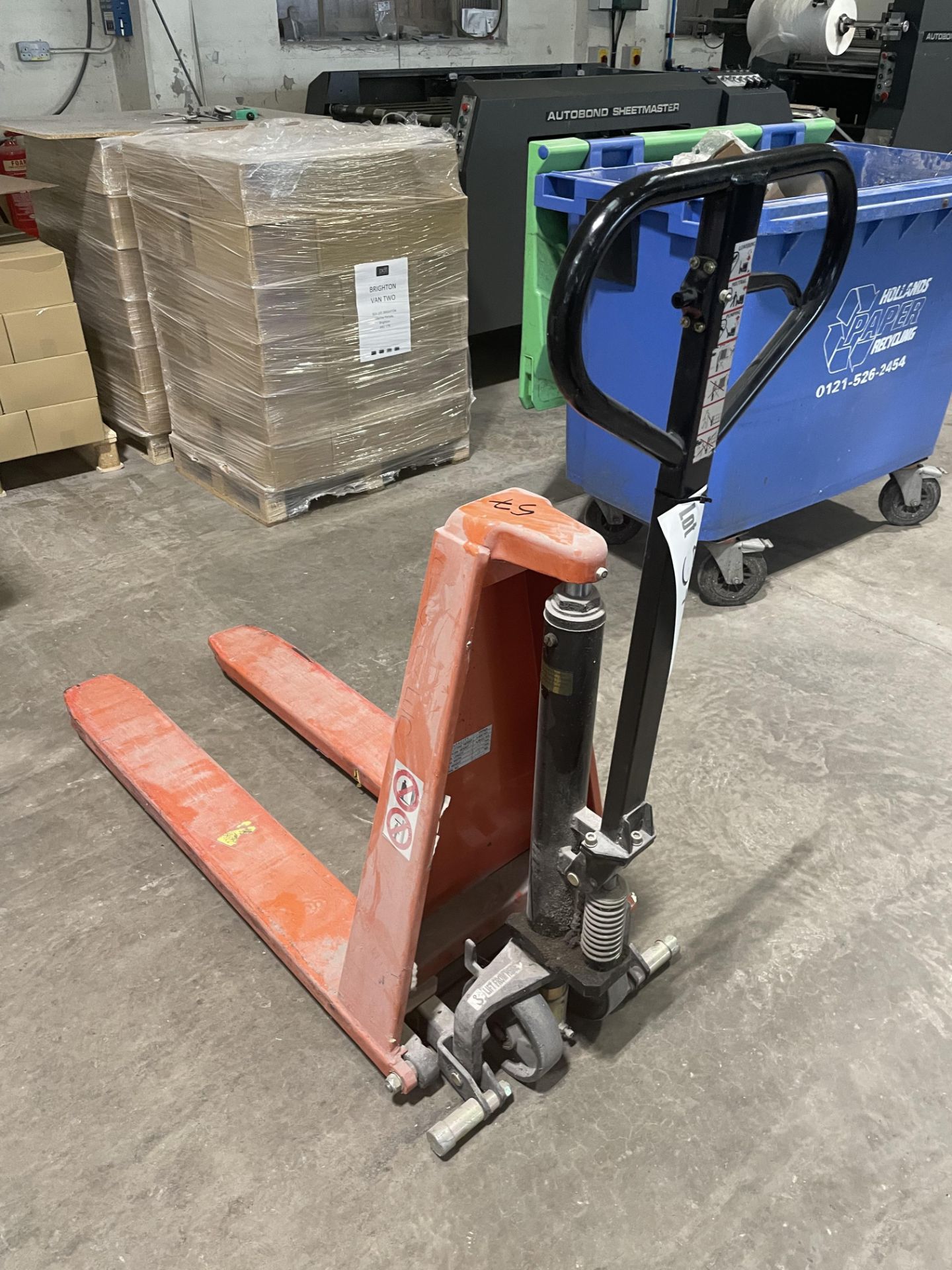 Warrior 1000kg Hand Hydraulic High Lift Pallet Truck (red)Please read the following important - Image 2 of 2