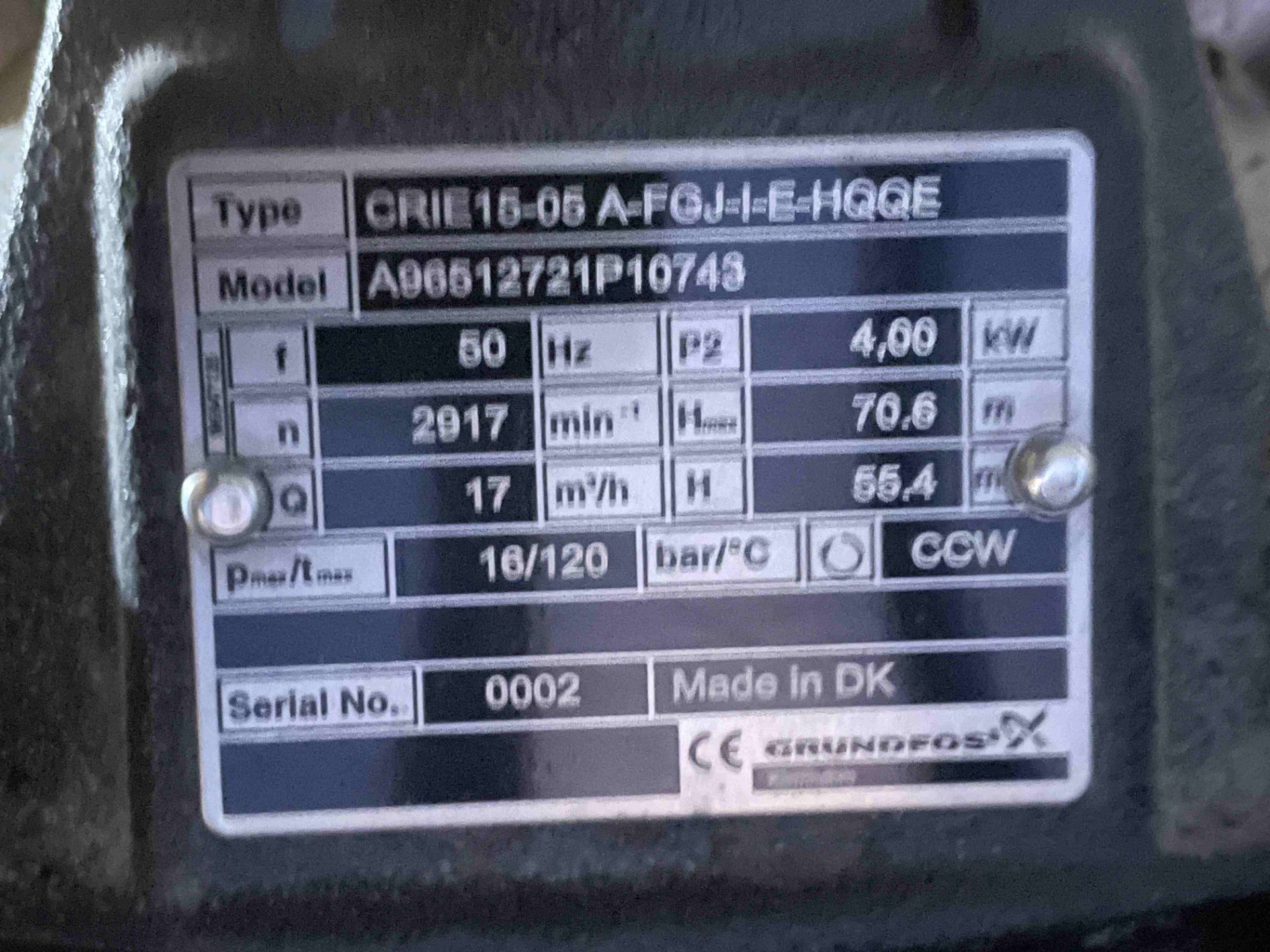 Grundfos CRE15 CR1E115-05 A-FGJ-I-E-HQQE Multi Stage Pump, with electric motor drivePlease read - Image 2 of 6