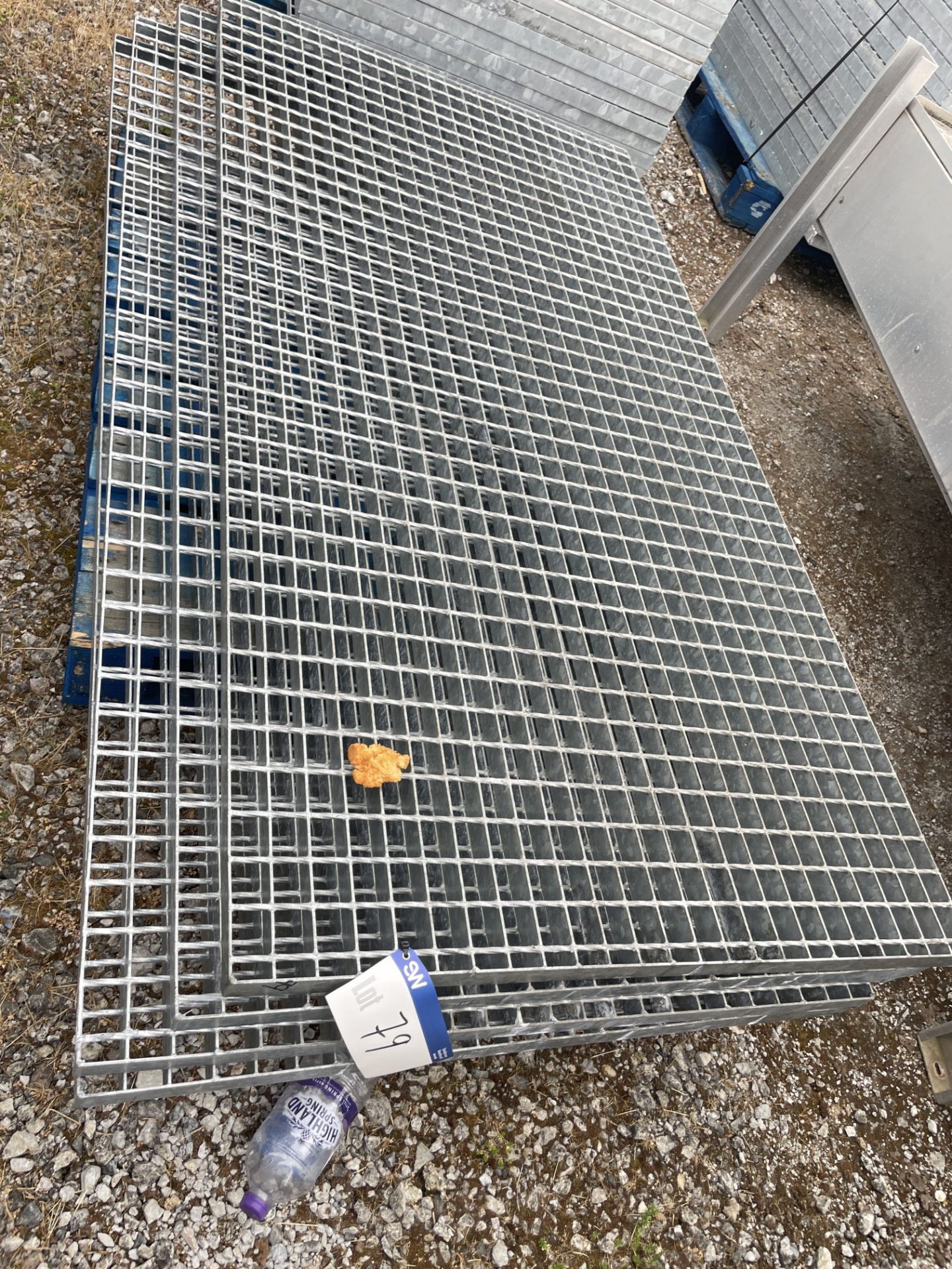 FOUR GALVANISED STEEL WALKWAY PANELS, each approx. 2m x 1m x 40mmPlease read the following important