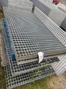 NINE GALVANISED STEEL WALKWAY PANELS, mainly approx. 1.66m x 1m x 40mmPlease read the following