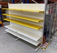 Nine Bay Retail Adjustable Shelving Units, comprising ten 1850mm uprights with clip-on feet, forty