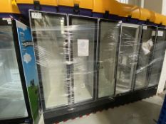 Two Ecocold Three Door Glass Fronted Chiller Cabinet, with broken doors (as photographed)Please read