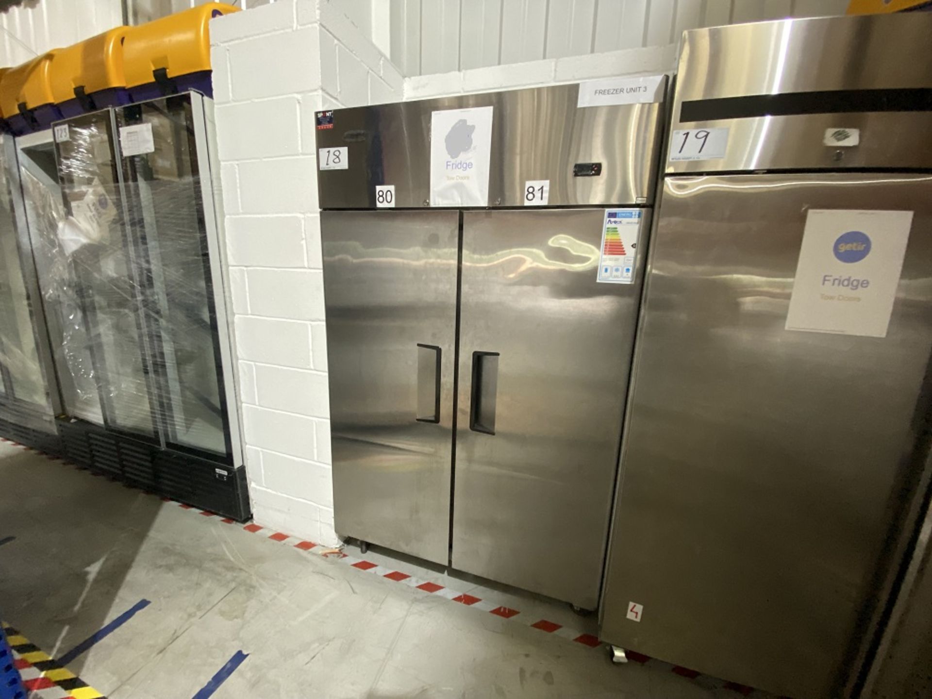Atosa YBF9219GR Stainless Steel Commercial Two Door Upright Freezer, approx.1950mm x 1200mm,