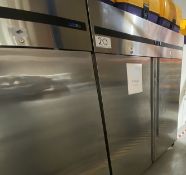 Adexa F1400V Commercial Stainless Steel Two Door Upright Freezer, approx. 2000mm x 1500mm,