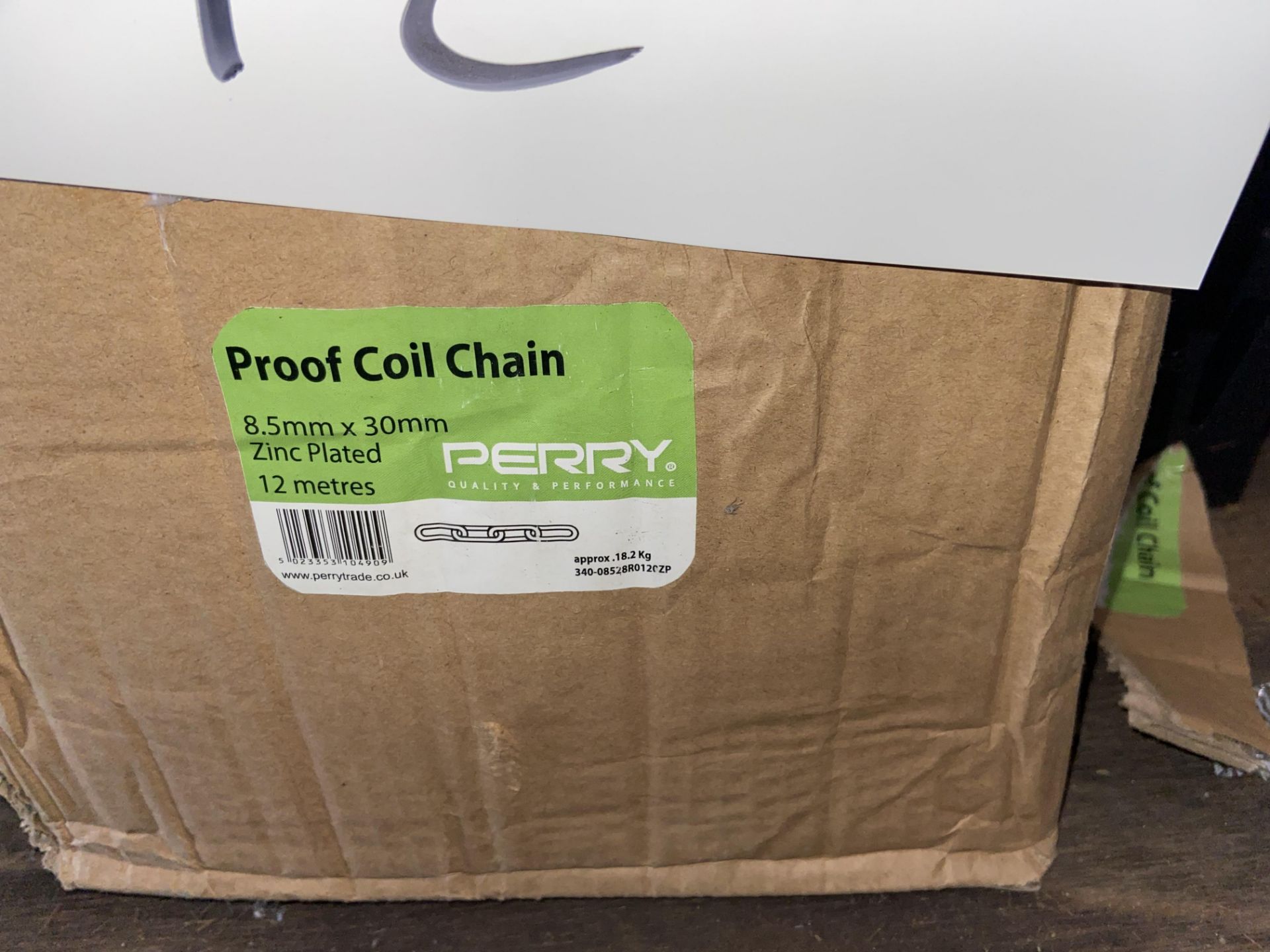 Six Boxes of Perry Zinc Plated Proof Coil Chain, 8.5mm x 30mm x 12mPlease read the following - Image 2 of 2