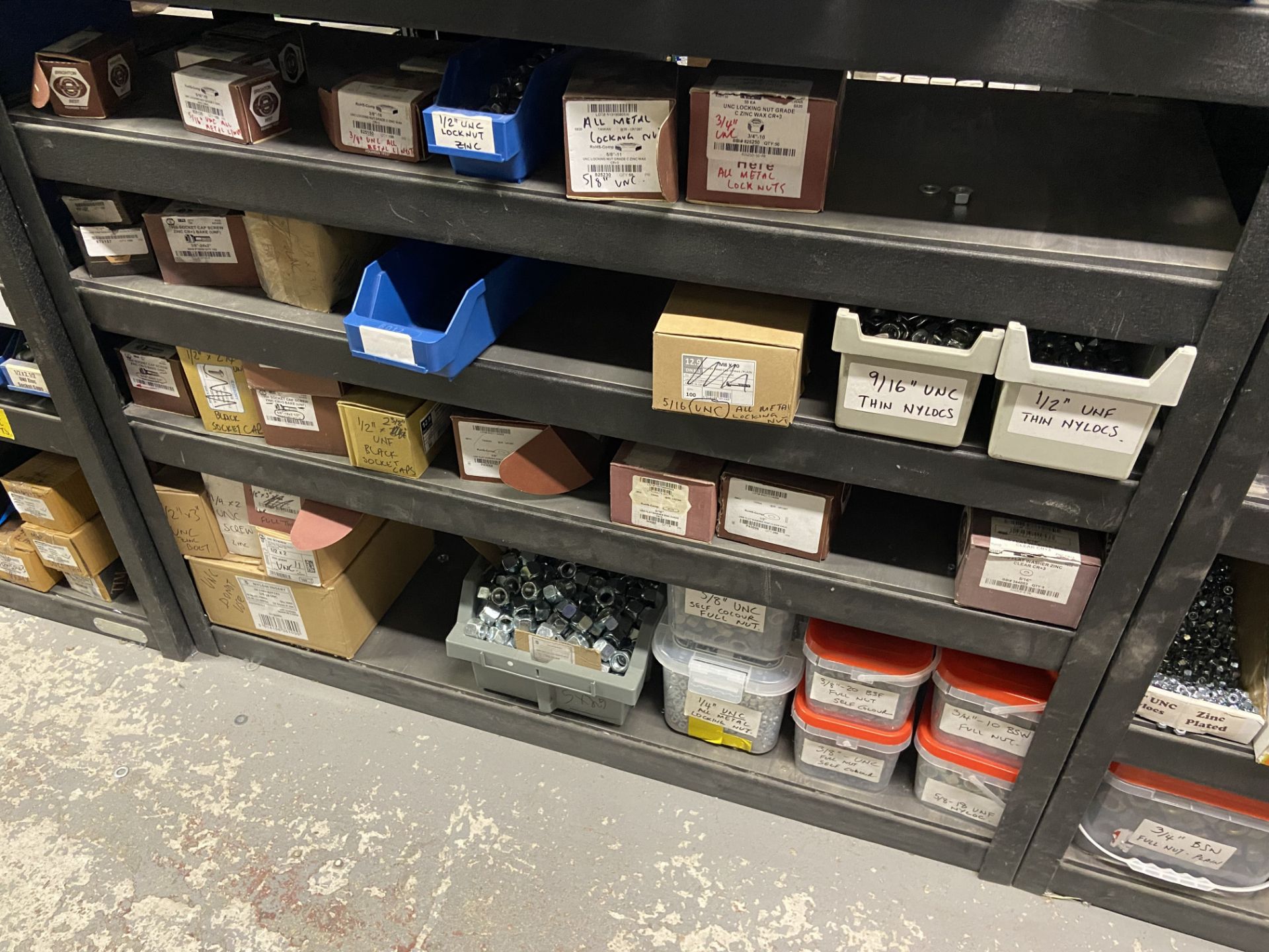 Quantity of Zinc Unified UNF & UNC Nuts, with socket caps and plastic stacking bins, as set out on - Image 5 of 5