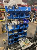 Plastic P Clips & Assorted Fixings, with plastic stacking bins and wire mesh trolleyPlease read