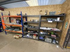 Fixings, Fastenings & Plastic Cases, with plastic stacking bins, as set out on three bays of rack (