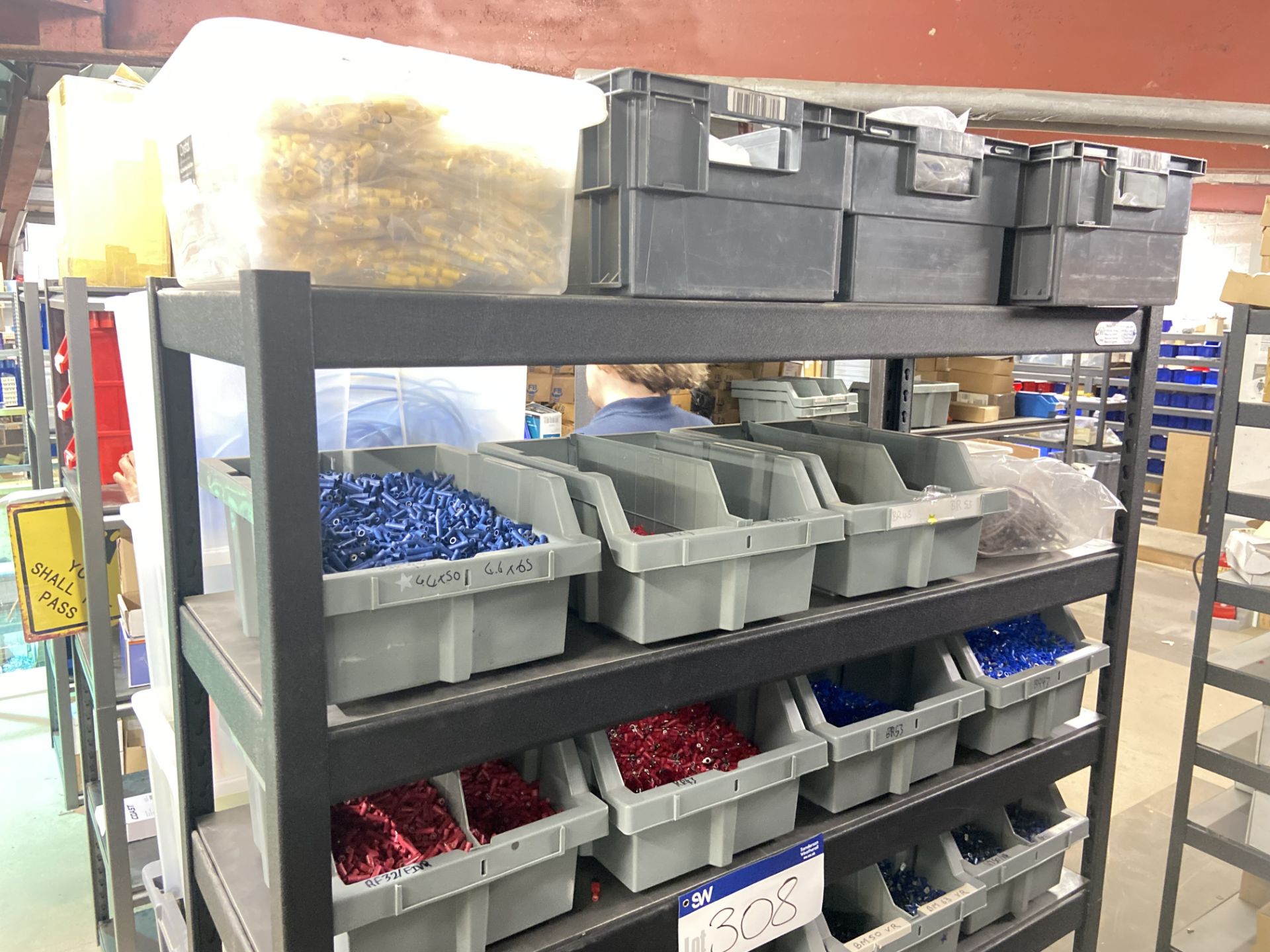 Quantity of Terminal Connectors, with plastic stacking bins, as set out on one bay of rack (rack - Image 2 of 3