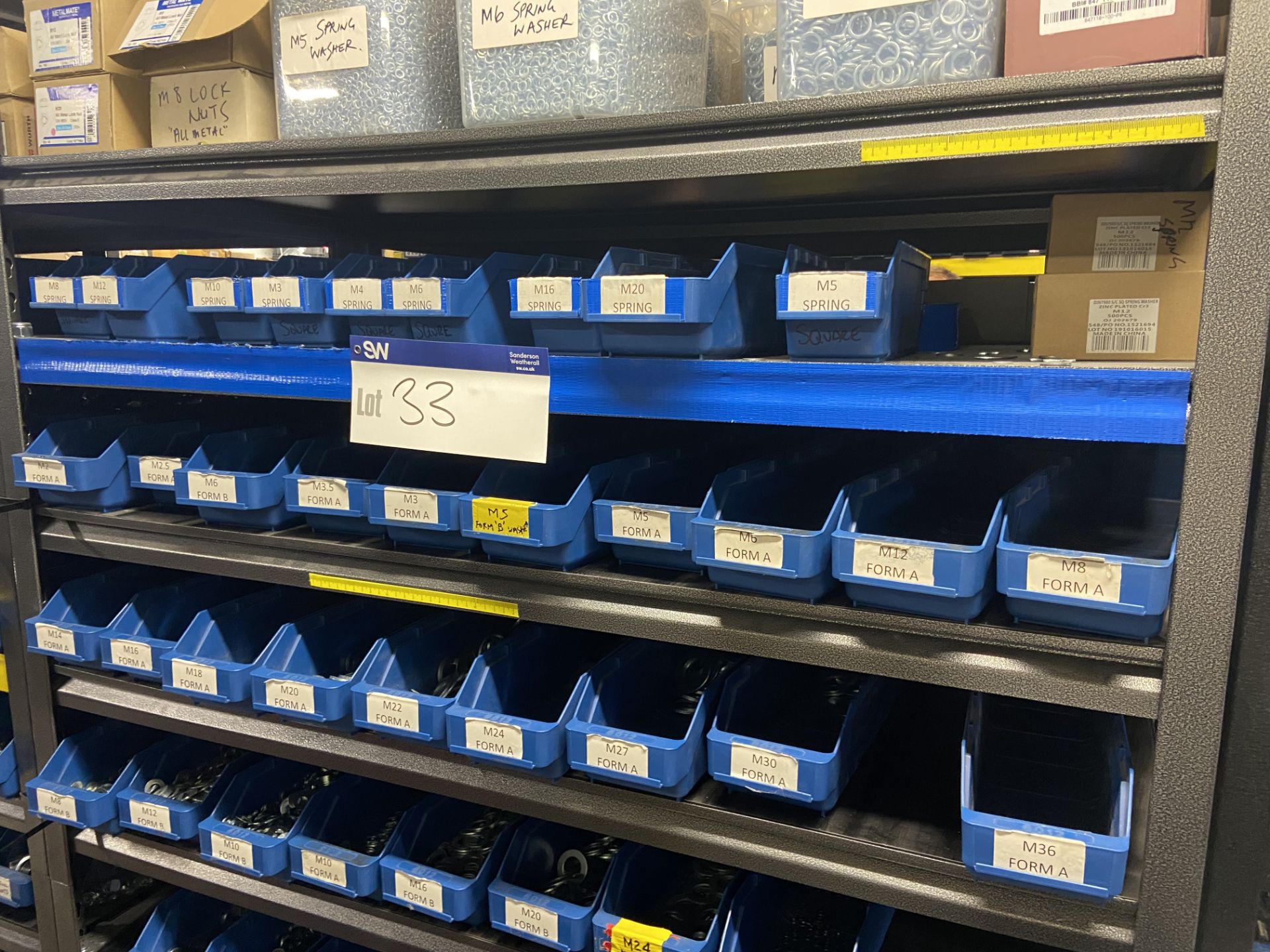 Quantity of Zinc Washers & Locking Nuts, with plastic stacking bins, as set out on one bay of - Image 3 of 5