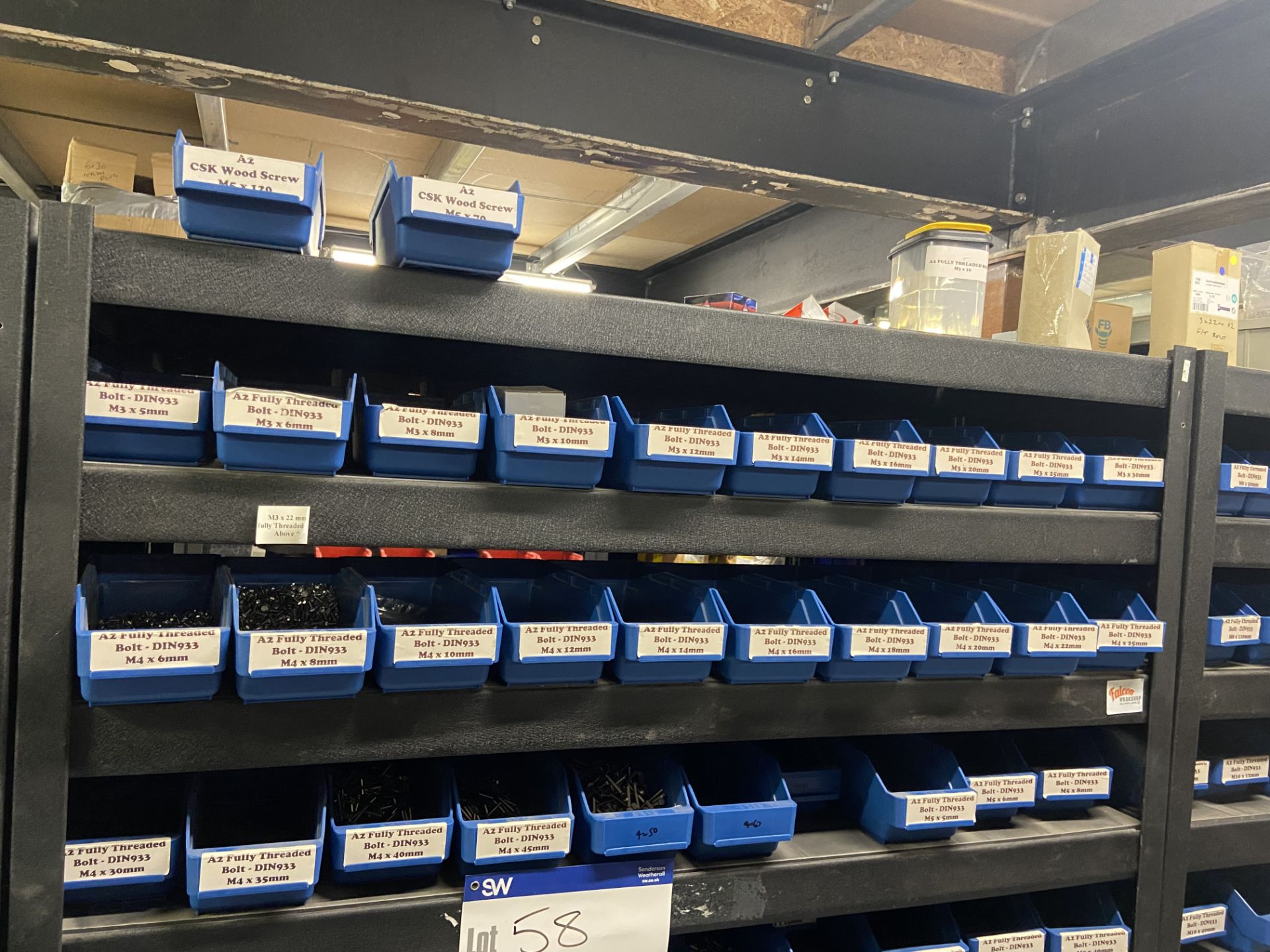 Quantity of Stainless Steel A2 Fully Threaded Bolts, with plastic stacking bins, as set out on one - Image 2 of 3