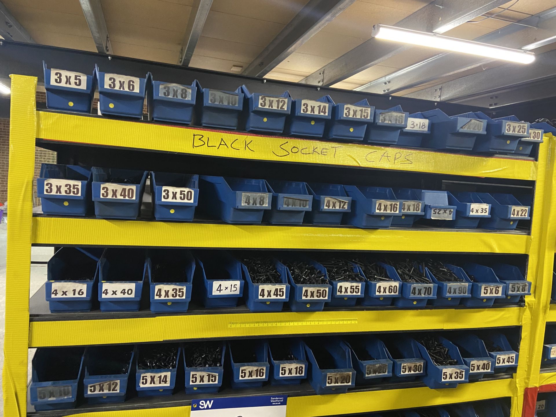 Quantity of Self Colour All Black Socket Caps, with plastic stacking bins, as set out on one bay - Image 2 of 3