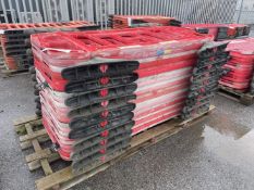 21 Plastic Safety Barriers, with feet, approx. 2m x 1m (lot located at Thorntrees Garage, Wigan