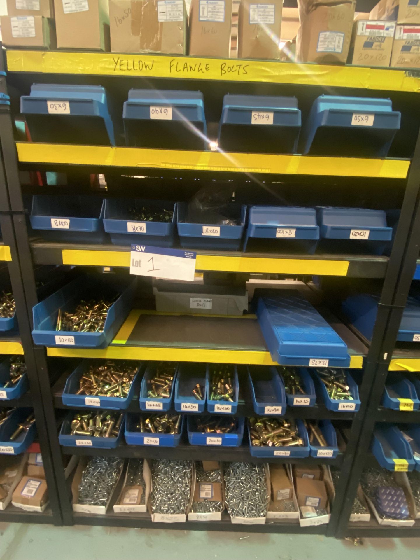 Quantity of Yellow Hexagonal Flange Bolts & Zinc Steel Machine Screws, with corresponding flange - Image 3 of 4