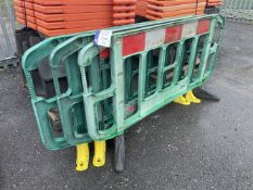 Three Plastic Safety Barriers, with feet, approx. 2m x 1m (lot located at Thorntrees Garage, Wigan
