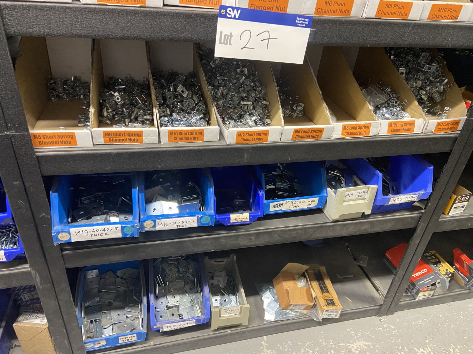 Quantity of Zinc Unified UNF Flange Nuts, with locking nuts, spring channel nuts, square washers and - Image 4 of 4
