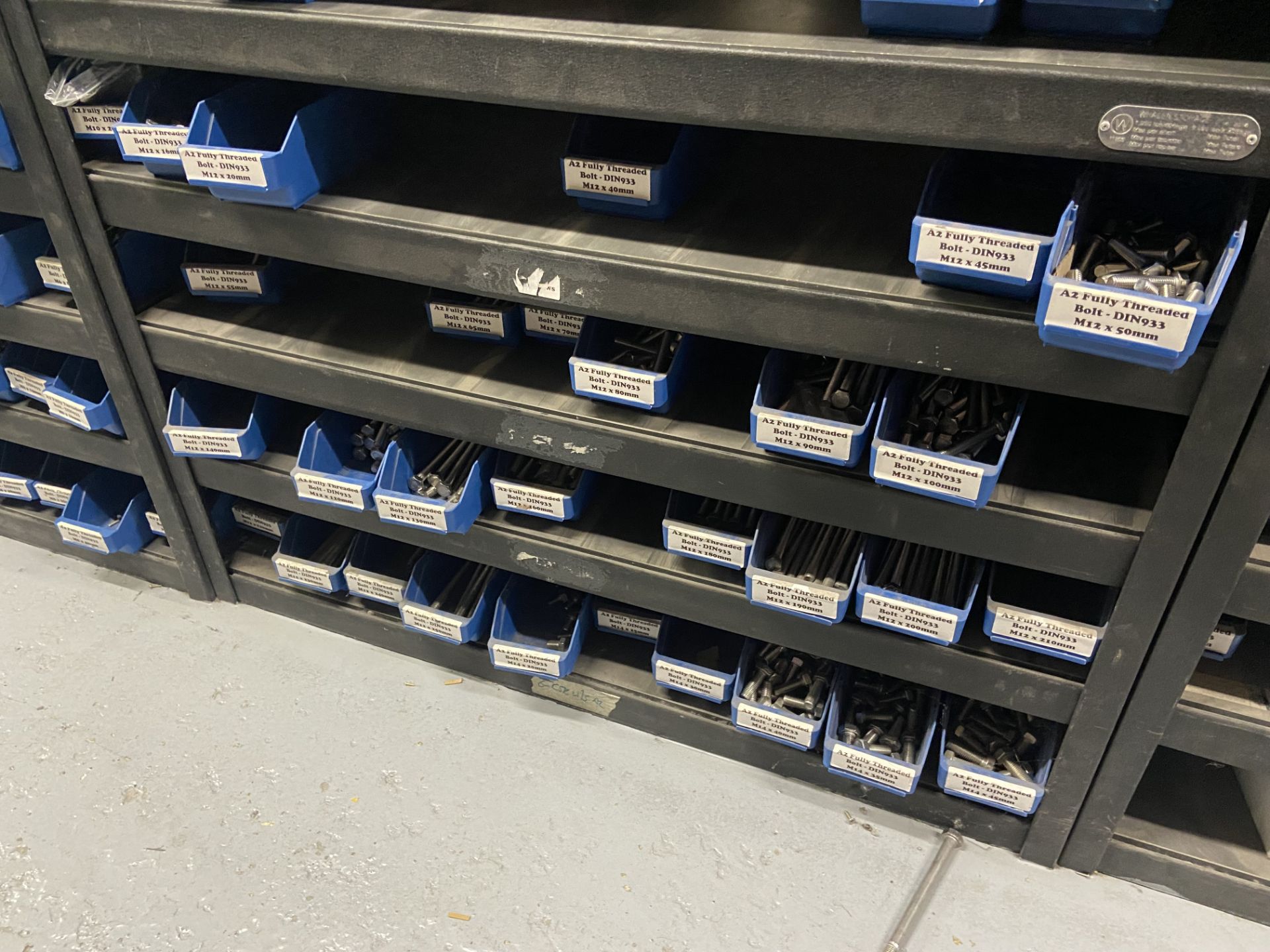 Quantity of Stainless Steel A2 Fully Threaded Bolts, with plastic stacking bins, as set out on one - Image 4 of 4
