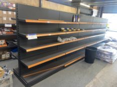 Six Bay Double Sided Cantilever Framed Rack, each bay approx. 1.25m x 700mm x 1.85m high (contents