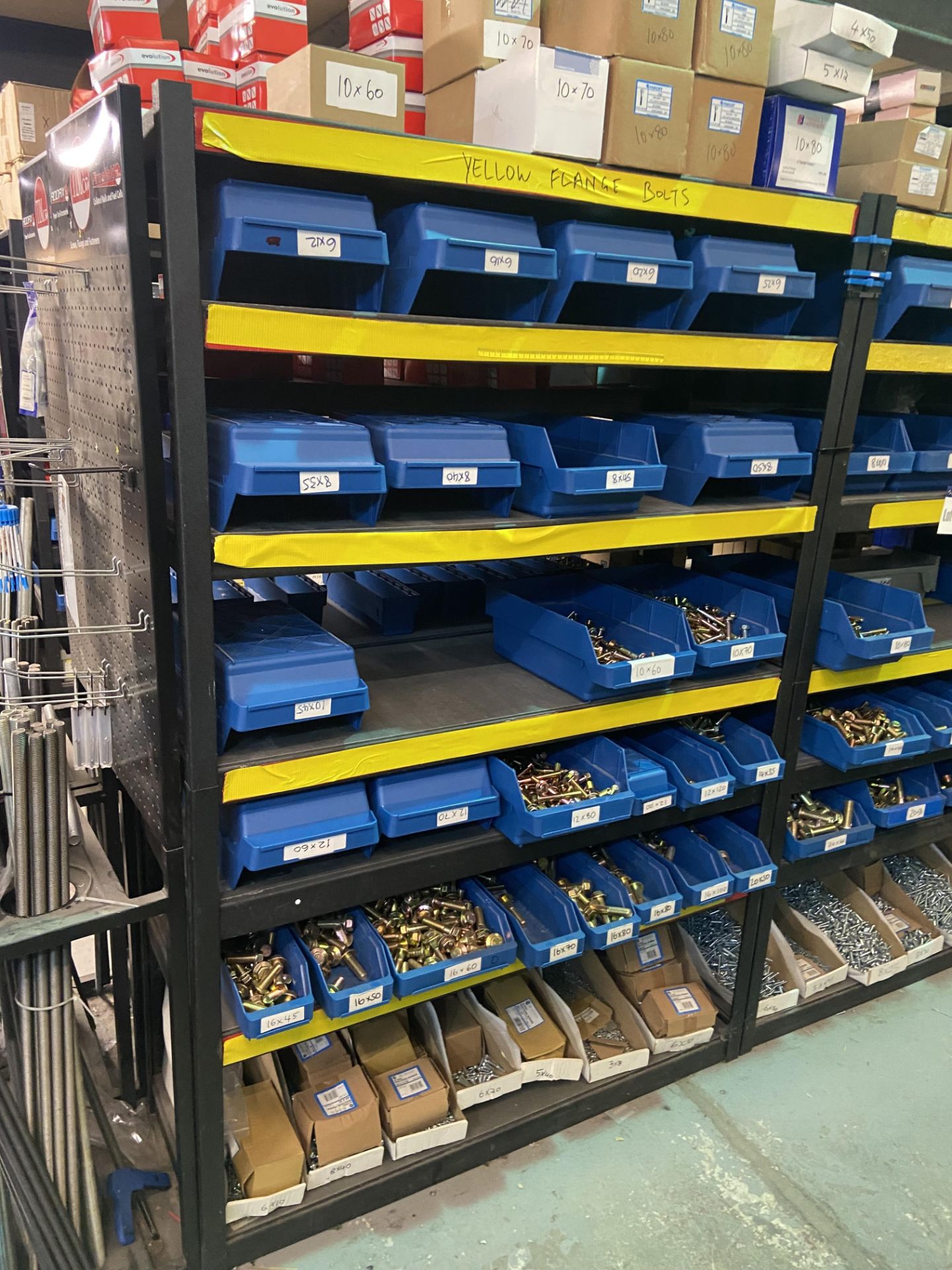 Quantity of Yellow Hexagonal Flange Bolts & Zinc Steel Machine Screws, with corresponding flange - Image 2 of 4