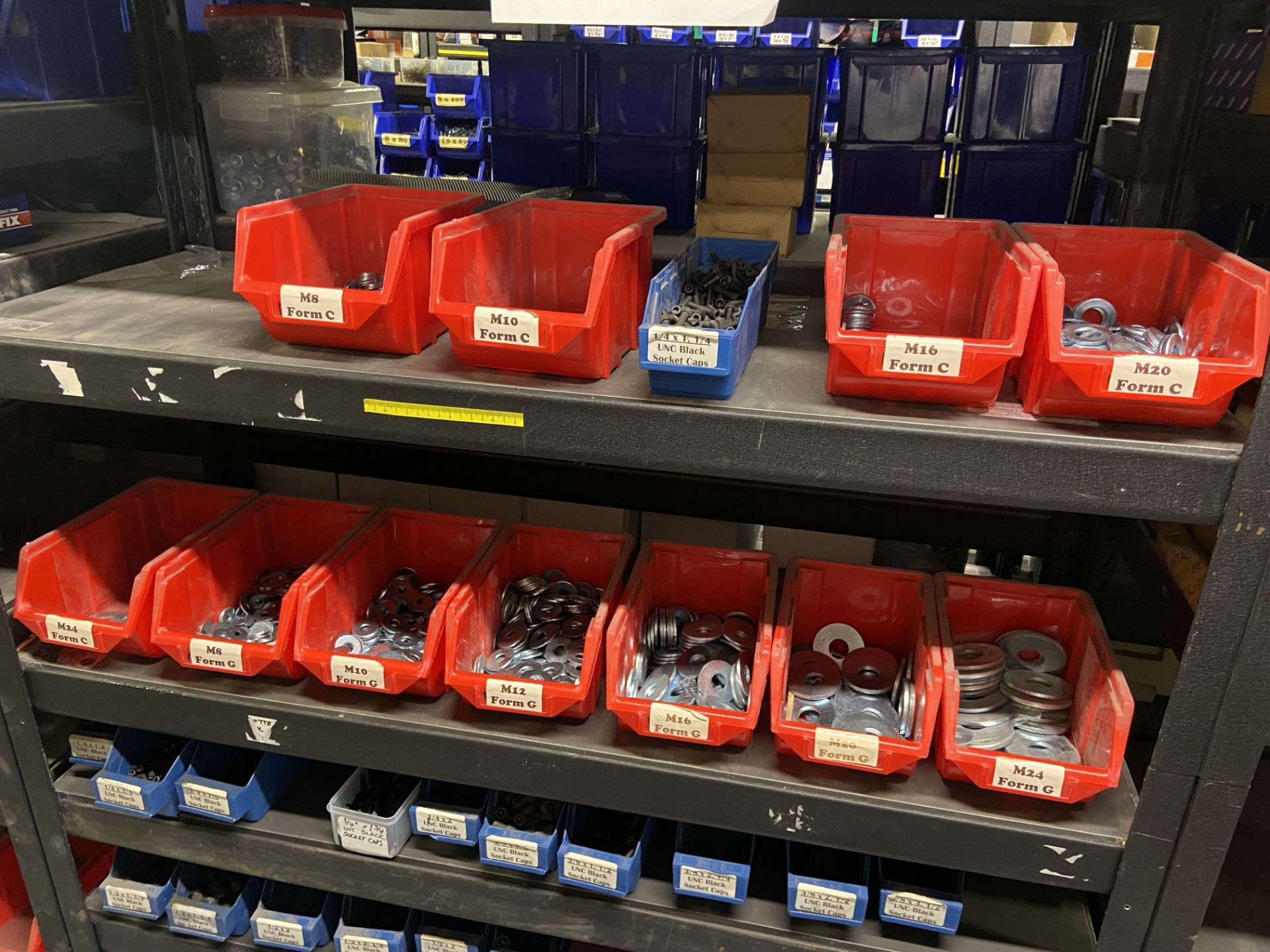 Quantity of Zinc Form G Washers & UNC Black Socket Caps, with plastic stacking bins, as set out on - Image 2 of 3