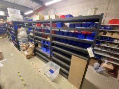 Nine Bays of Multi-Tier Steel Stock Rack, each bay approx. 1.2m x 450mm x 1.85m high (contents