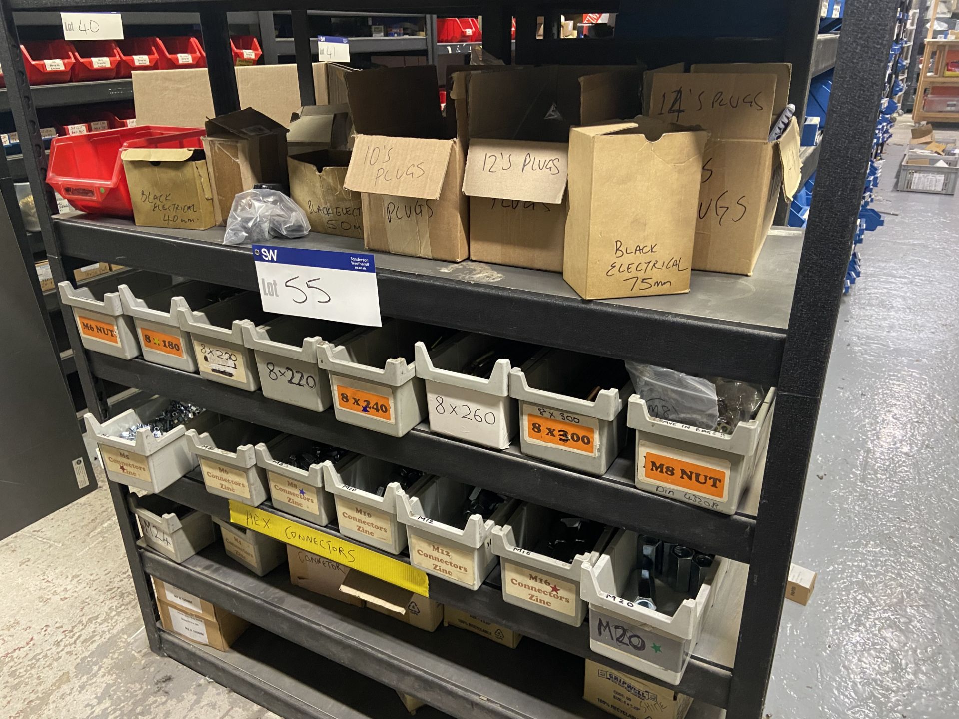 Quantity of Yellow Zinc J Bolts, with zinc connectors and plastic stacking bins, as set out on one - Image 3 of 4