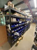 Seven Bays of Multi-Tier Steel Stock Rack, each bay approx. 1.2m x 450mm x 1.85m high (contents