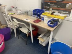 Contents of Office Furniture, including two assorted chairs, two trolleys and single door