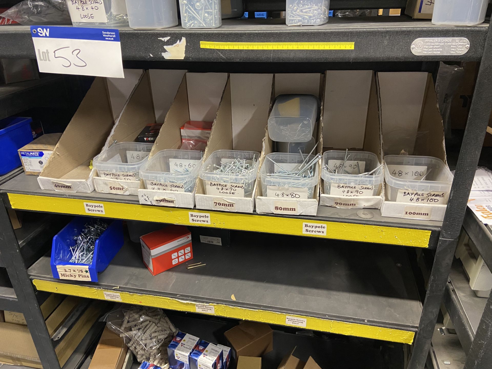 Quantity of Zinc Bay Pole Screws & Part Threaded Bolts, with plastic stacking bins, as set out on - Image 3 of 4