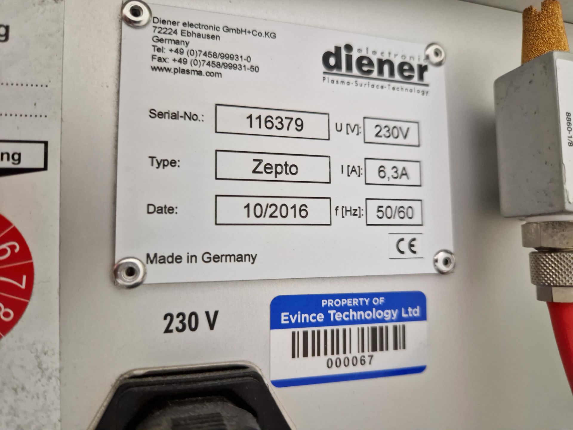 Diener Type Zepto Plasma Treatment Cleaner, Serial No. 116379 Please read the following important - Bild 4 aus 6