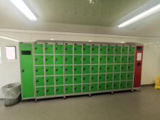 Seven x 15 Door Personnel Lockers, with three single door waste lockers. Lot located Bretherton,