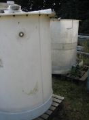 Circular Plastic Tank, approx. 1000mm dia. x 1380mm high, with top cover and outlet valve, approx.