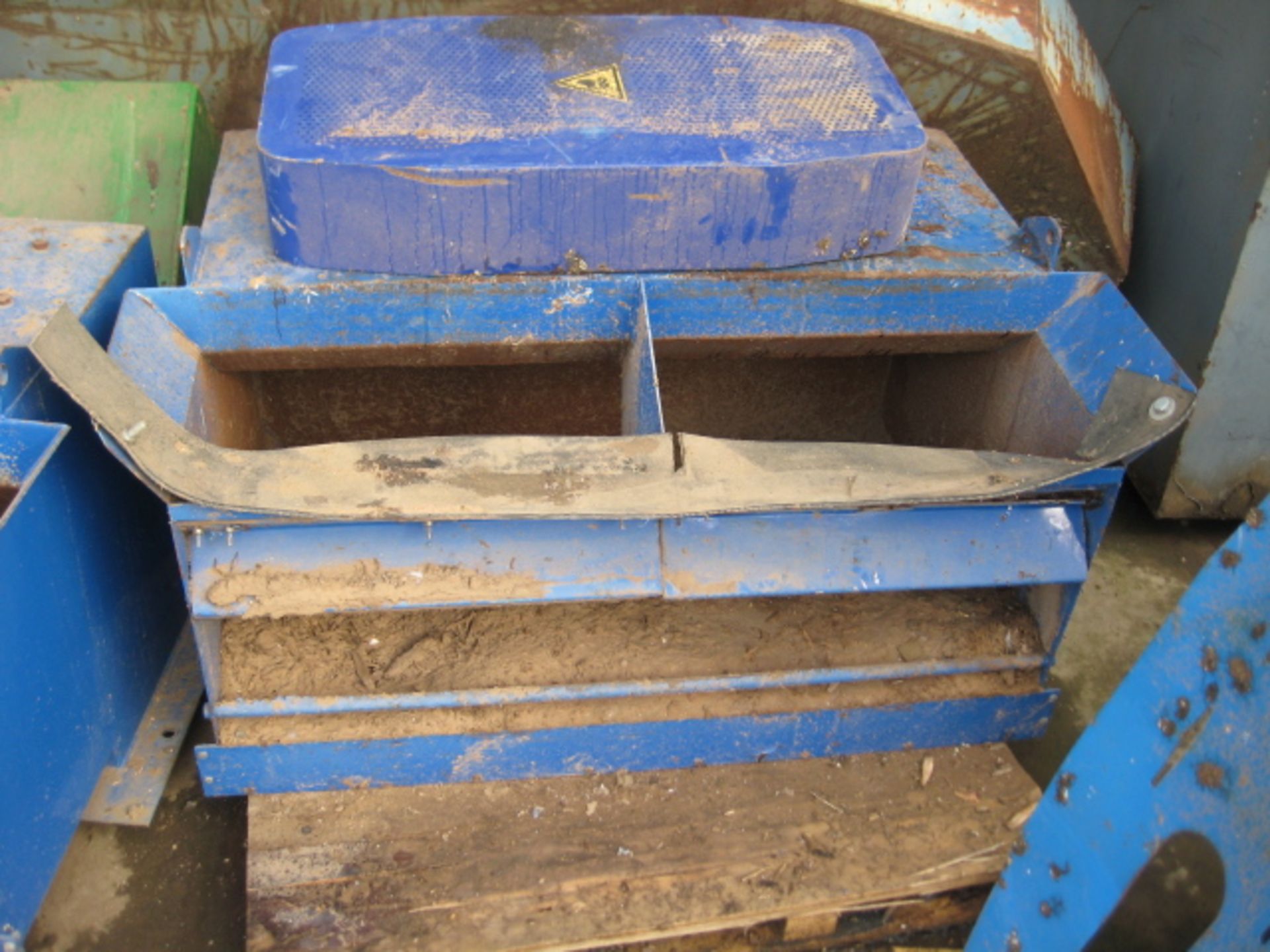 Hammer Mill Feed Chute, with two Magnetic Seperation Ltd plate magnets, magnets each approx. 550mm x