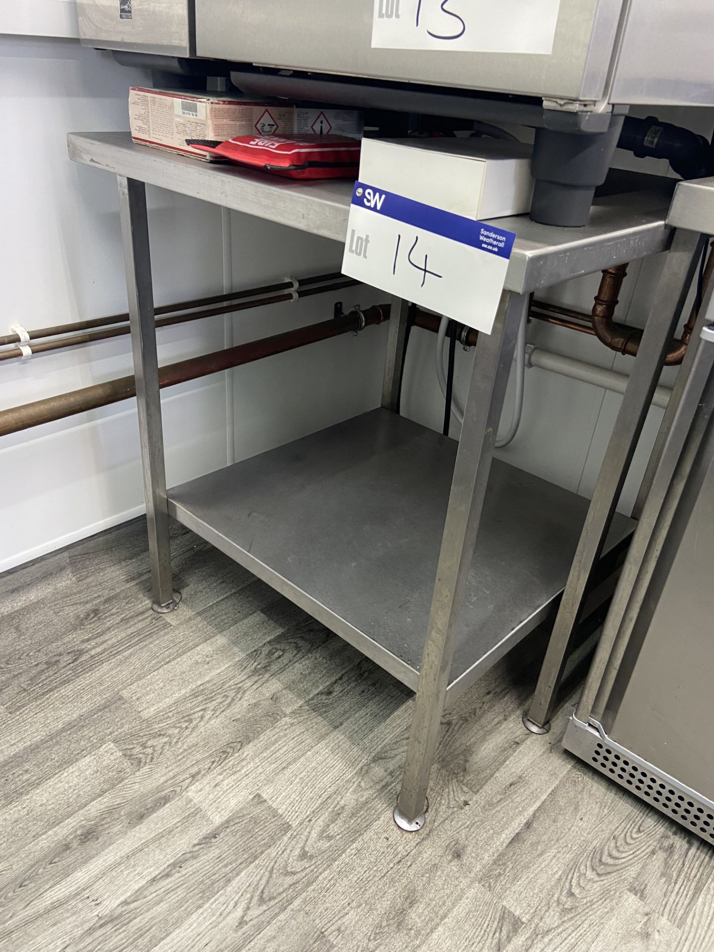 Two Tier Stainless Steel Bench, approx. 850mm x 770mm Please read the following important