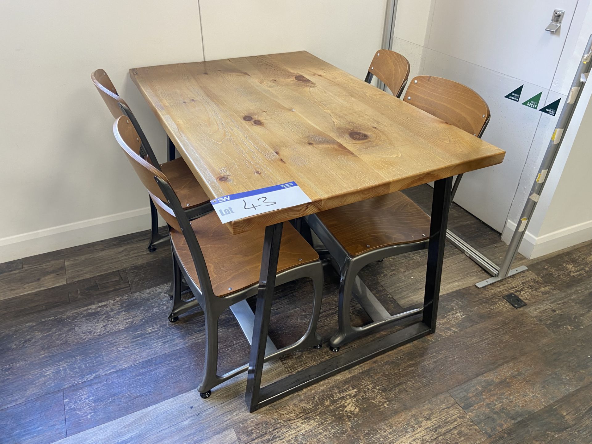 Two Steel Framed Laminated Top Dining Tables, each approx. 800mm x 1.2m, with eight steel framed - Image 2 of 3