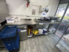 Stainless Steel Sink Unit, approx. 1.8m x 650mm, (contents excluded) with stainless steel bench,