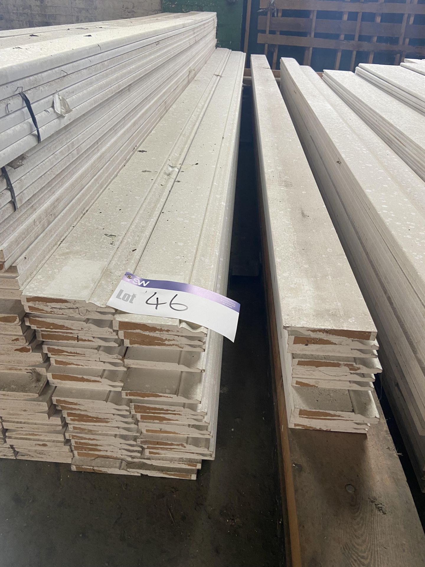 Approx. 61 Lengths of MDF Primed Ovlo Skirting Boards, each approx. 145mm x 18mm x 4.4m long, as set