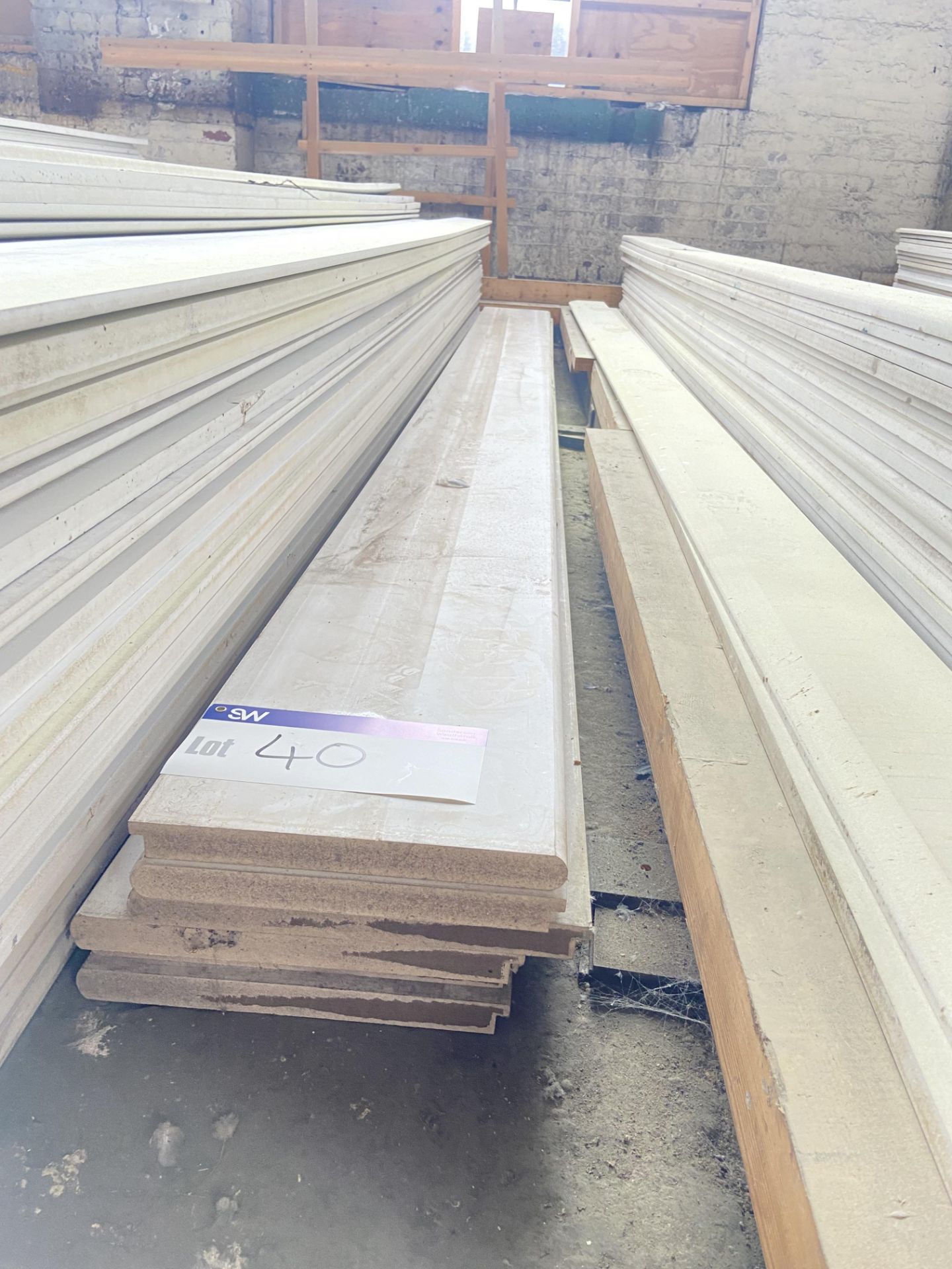 Six Lengths of MDF Primed Round Bull Nose Window Boards, each approx. 270mm x 22mm x 3.65m long,