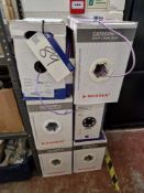 Six Boxes of Data Cable, including Norden CAT6 U/UTP 4 Pairs Solid, Draka CAT5 U/UTP 4P LSHF &