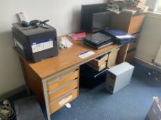 Furniture Contents of Office, including two pedestal desks and shelving unit Please read the